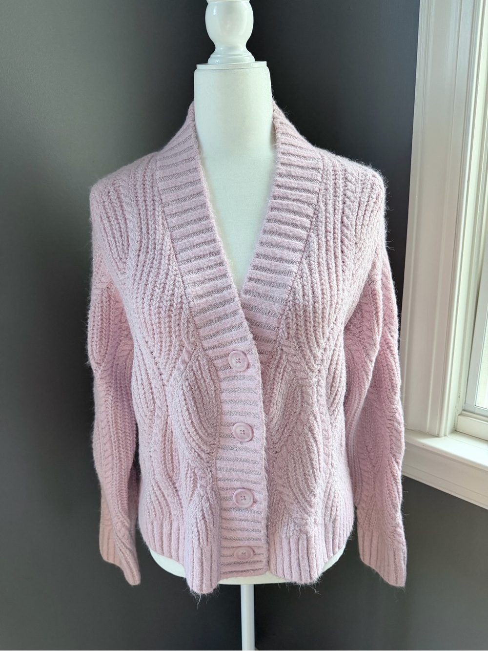 Universal Thread Blush Pink Cable Cardigan with Buttons